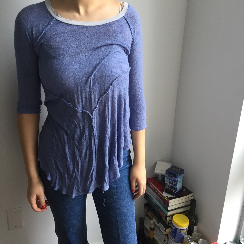 Light Blue Free People Lounge Top